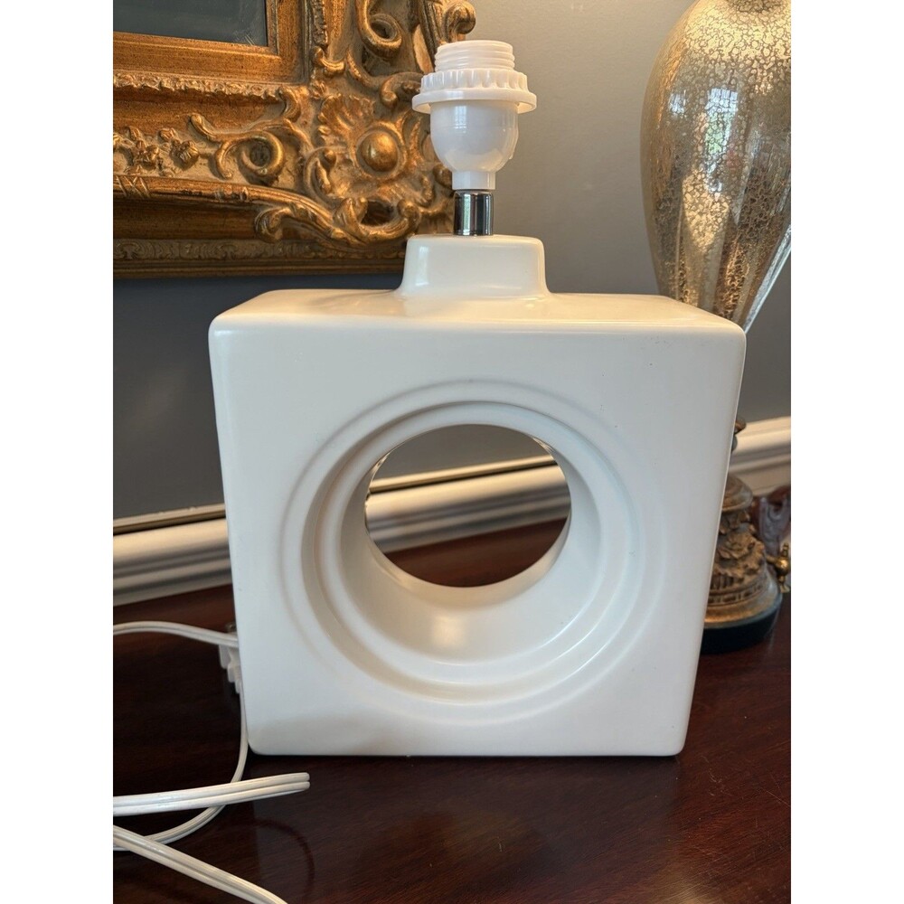 Vintage Table Lamp White Square Minimalist Modern Design Decor Light Works IKEA